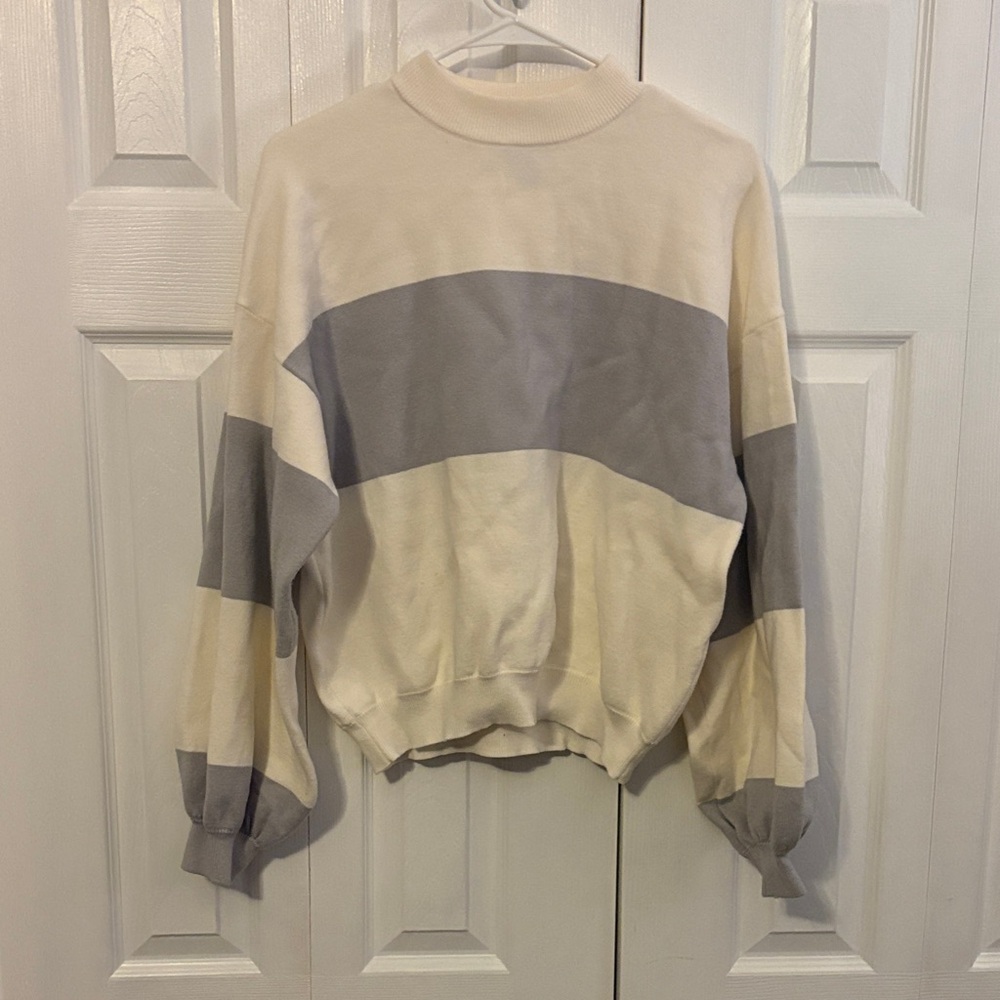 Forever 21 Cream Ribbed Knit Sweater